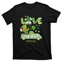 Gnome Shamrock Truck Love EMT Life Nurse St Patricks Day T-Shirt