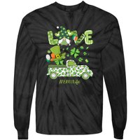 Gnome Shamrock Truck Love EMT Life Nurse St Patricks Day Tie-Dye Long Sleeve Shirt