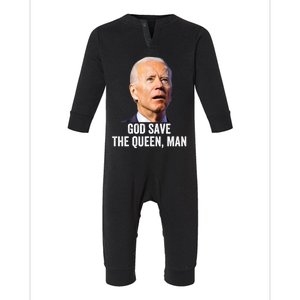 God Save The Queen Man Funny Joe Biden American Flag Infant Fleece One Piece