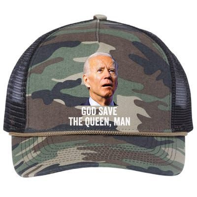 God Save The Queen Man Funny Joe Biden American Flag Retro Rope Trucker Hat Cap