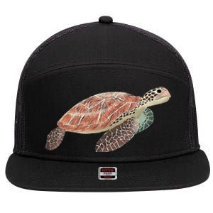 Green Sea Turtle 7 Panel Mesh Trucker Snapback Hat