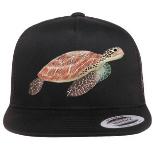 Green Sea Turtle Flat Bill Trucker Hat