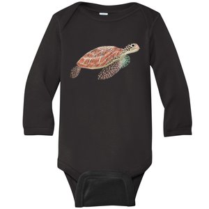 Green Sea Turtle Baby Long Sleeve Bodysuit