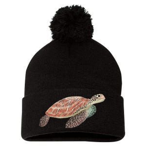 Green Sea Turtle Pom Pom 12in Knit Beanie