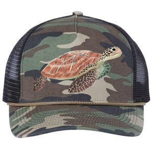 Green Sea Turtle Retro Rope Trucker Hat Cap