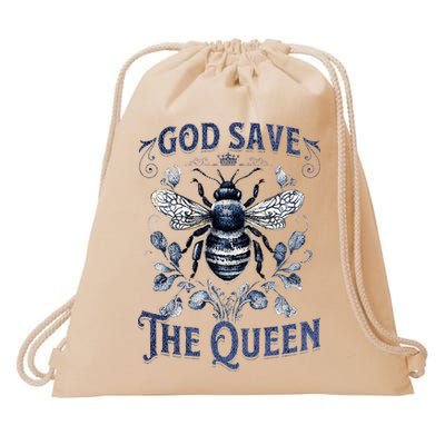 God Save the Queen Bee From Extinction Drawstring Bag