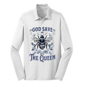 God Save the Queen Bee From Extinction Silk Touch Performance Long Sleeve Polo