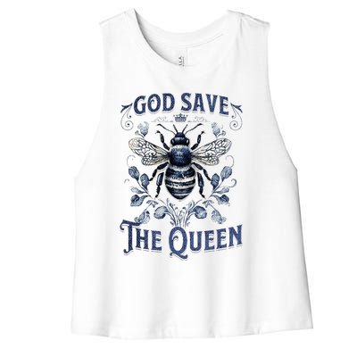 God Save the Queen Bee From Extinction Women's Racerback Cropped Tank