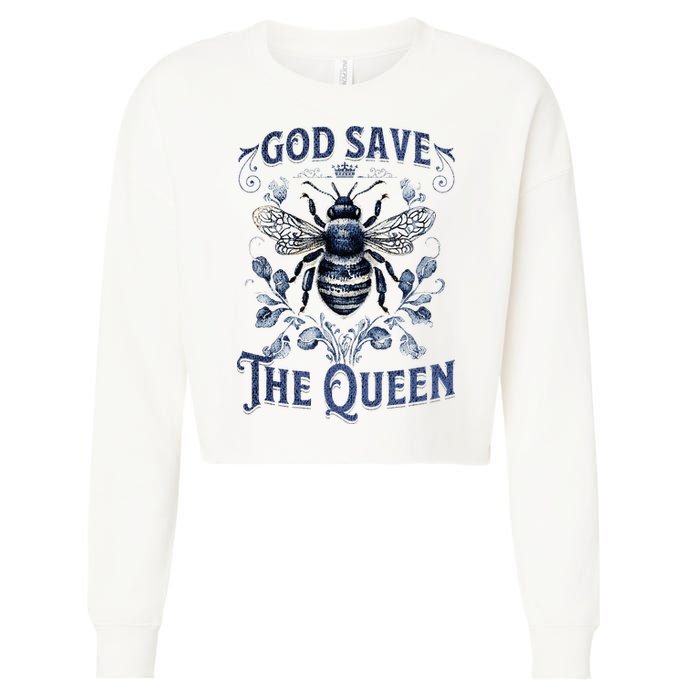 God Save the Queen Bee From Extinction Cropped Pullover Crew