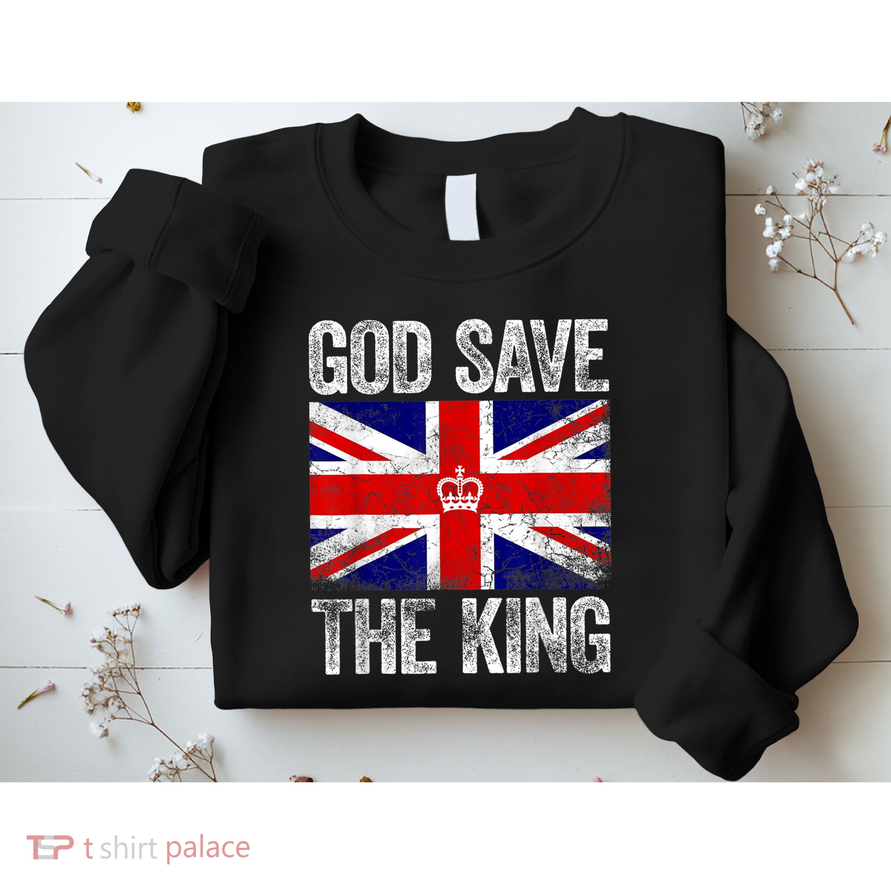 God Save The King Charles III Tee UK Flag Top King Charles Retro Sweatshirt