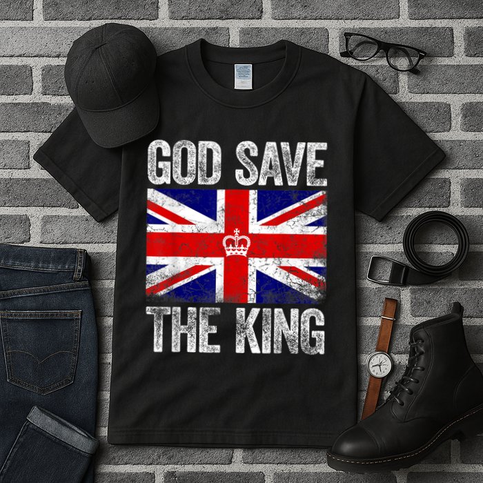 God Save The King Charles III Tee UK Flag Top King Charles Retro Tall T-Shirt