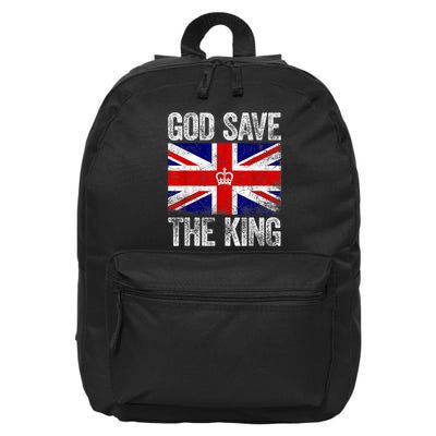 God Save The King Charles III Tee UK Flag Top King Charles Retro 16 in Basic Backpack