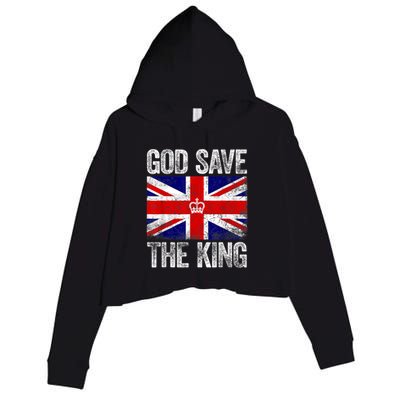 God Save The King Charles III Tee UK Flag Top King Charles Retro Crop Fleece Hoodie