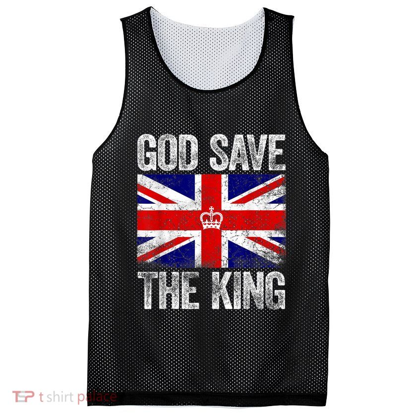 God Save The King Charles III Tee UK Flag Top King Charles Retro Mesh Reversible Basketball Jersey Tank