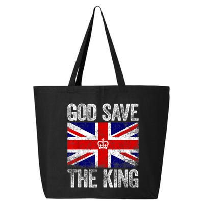 God Save The King Charles III Tee UK Flag Top King Charles Retro 25L Jumbo Tote