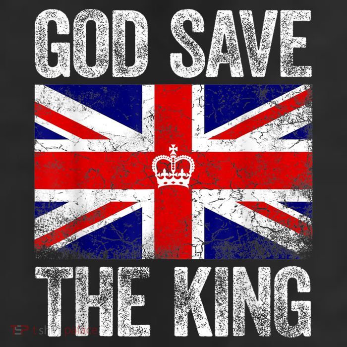 God Save The King Charles III Tee UK Flag Top King Charles Retro 25L Jumbo Tote