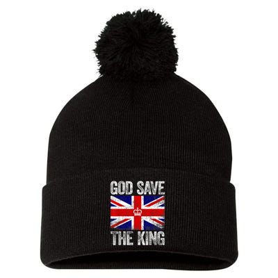 God Save The King Charles III Tee UK Flag Top King Charles Retro Pom Pom 12in Knit Beanie