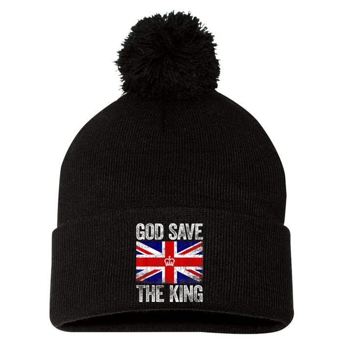 God Save The King Charles III Tee UK Flag Top King Charles Retro Pom Pom 12in Knit Beanie