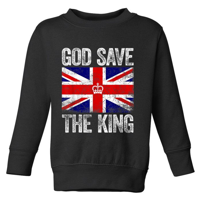God Save The King Charles III Tee UK Flag Top King Charles Retro Toddler Sweatshirt