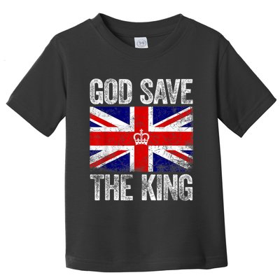 God Save The King Charles III Tee UK Flag Top King Charles Retro Toddler T-Shirt
