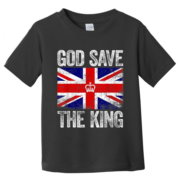 God Save The King Charles III Tee UK Flag Top King Charles Retro Toddler T-Shirt