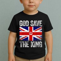God Save The King Charles III Tee UK Flag Top King Charles Retro Toddler T-Shirt