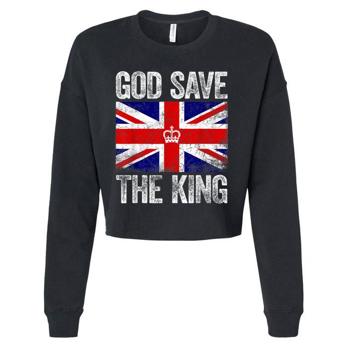 God Save The King Charles III Tee UK Flag Top King Charles Retro Cropped Pullover Crew
