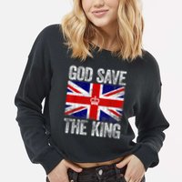 God Save The King Charles III Tee UK Flag Top King Charles Retro Cropped Pullover Crew
