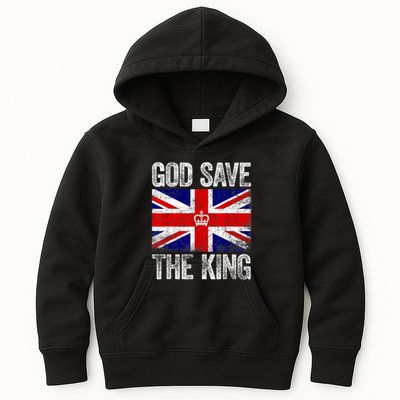 God Save The King Charles III Tee UK Flag Top King Charles Retro Kids Hoodie