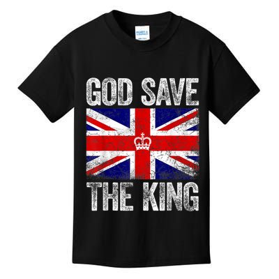God Save The King Charles III Tee UK Flag Top King Charles Retro Kids T-Shirt