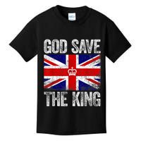 God Save The King Charles III Tee UK Flag Top King Charles Retro Kids T-Shirt