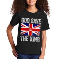 God Save The King Charles III Tee UK Flag Top King Charles Retro Kids T-Shirt