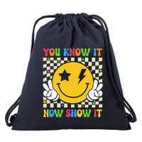 Groovy State Testing Day Teacher You Know It Now Show It Drawstring Bag