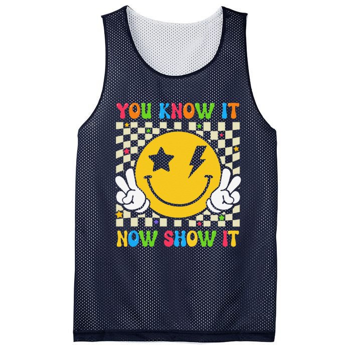 Groovy State Testing Day Teacher You Know It Now Show It Mesh Reversible Basketball Jersey Tank