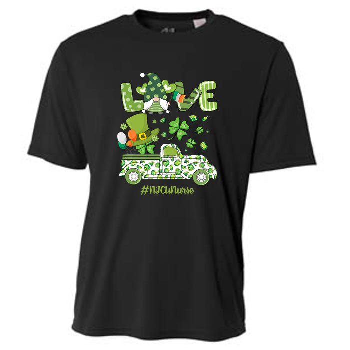 Gnome Shamrock Truck Love NICU Nurse Nursing St Patricks Day Cooling Performance Crew T-Shirt