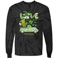 Gnome Shamrock Truck Love NICU Nurse Nursing St Patricks Day Tie-Dye Long Sleeve Shirt