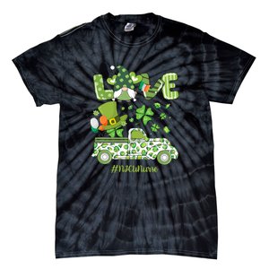 Gnome Shamrock Truck Love NICU Nurse Nursing St Patricks Day Tie-Dye T-Shirt