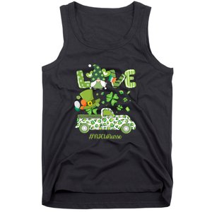 Gnome Shamrock Truck Love NICU Nurse Nursing St Patricks Day Tank Top