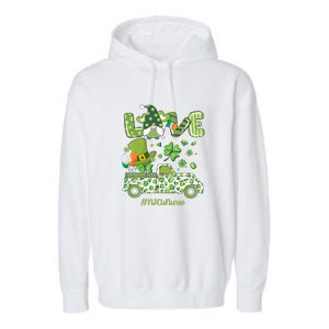 Gnome Shamrock Truck Love NICU Nurse Nursing St Patricks Day Garment-Dyed Fleece Hoodie