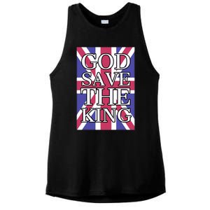 God Save The King British Royal Family Uk Union Jack Flag Gift Ladies PosiCharge Tri-Blend Wicking Tank