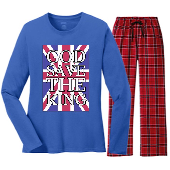 God Save The King British Royal Family Uk Union Jack Flag Gift Women's Long Sleeve Flannel Pajama Set 