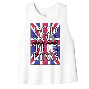 God Save The King British Royal Family Uk Union Jack Flag Gift Women's Racerback Cropped Tank