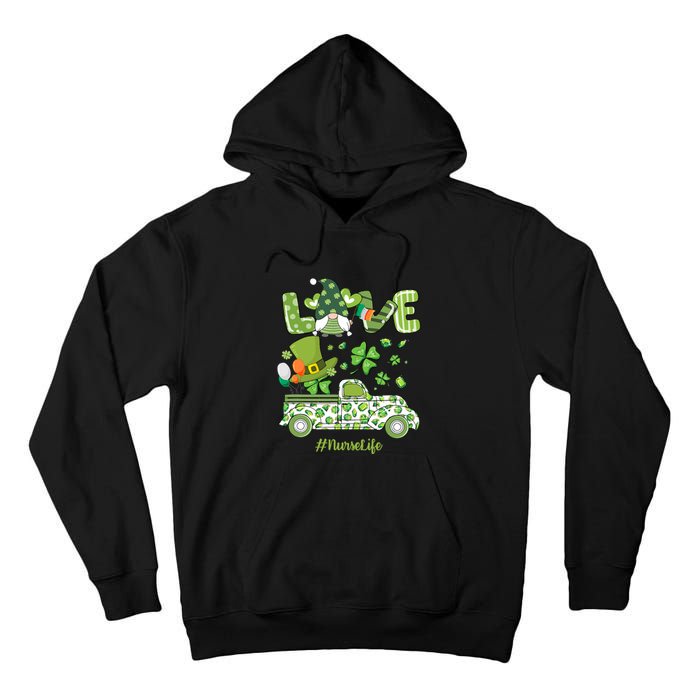 Gnome Shamrock Truck Love Nurse Life Nursing St Patricks Day Tall Hoodie