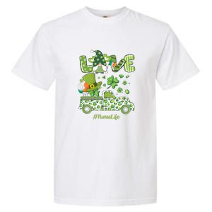 Gnome Shamrock Truck Love Nurse Life Nursing St Patricks Day Garment-Dyed Heavyweight T-Shirt