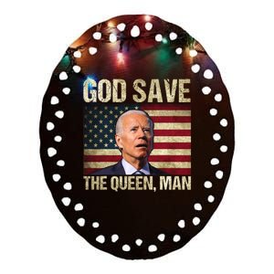 God Save The Queen Man Funny Joe Biden Ceramic Oval Ornament