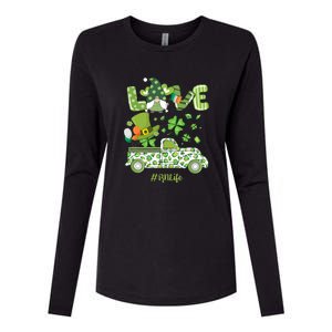 Gnome Shamrock Truck Love RN Life Nurse St Patricks Womens Cotton Relaxed Long Sleeve T-Shirt