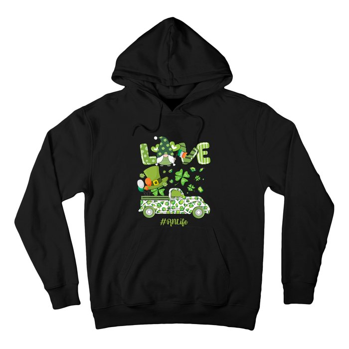 Gnome Shamrock Truck Love RN Life Nurse St Patricks Hoodie