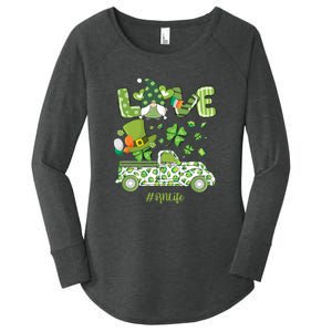 Gnome Shamrock Truck Love RN Life Nurse St Patricks Women's Perfect Tri Tunic Long Sleeve Shirt