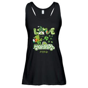 Gnome Shamrock Truck Love RN Life Nurse St Patricks Ladies Essential Flowy Tank