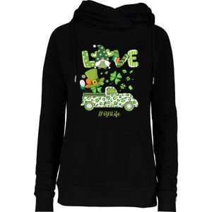 Gnome Shamrock Truck Love RN Life Nurse St Patricks Womens Funnel Neck Pullover Hood